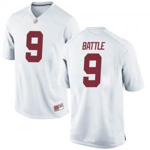 Youth Alabama Crimson Tide #9 Jordan Battle White Replica NCAA College Football Jersey 2403BTNH0